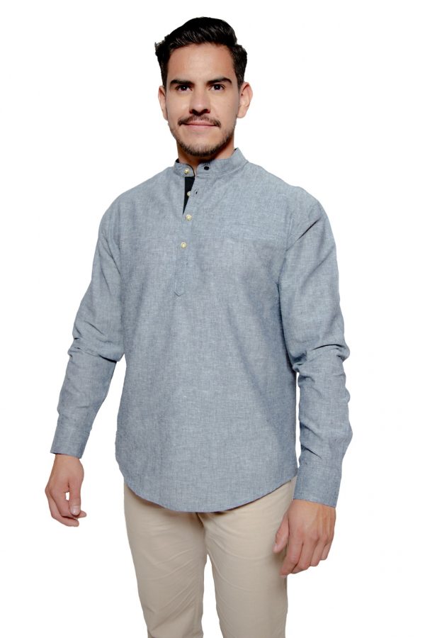 Camisa de lino gris
