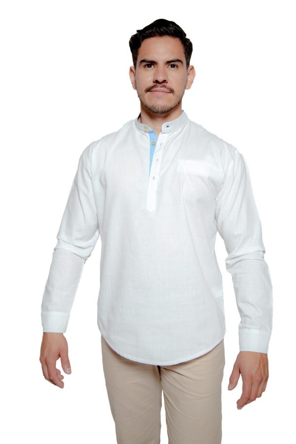 Camisa manga larga de lino blanco
